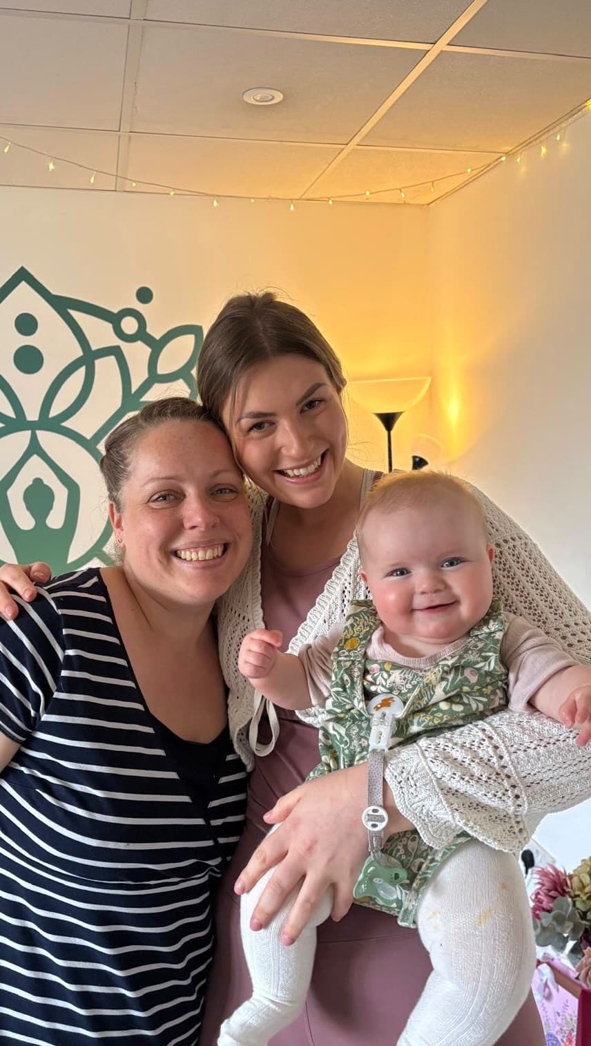 An Instagram post showing a basket of crystals and cards for an upcoming yoga session.